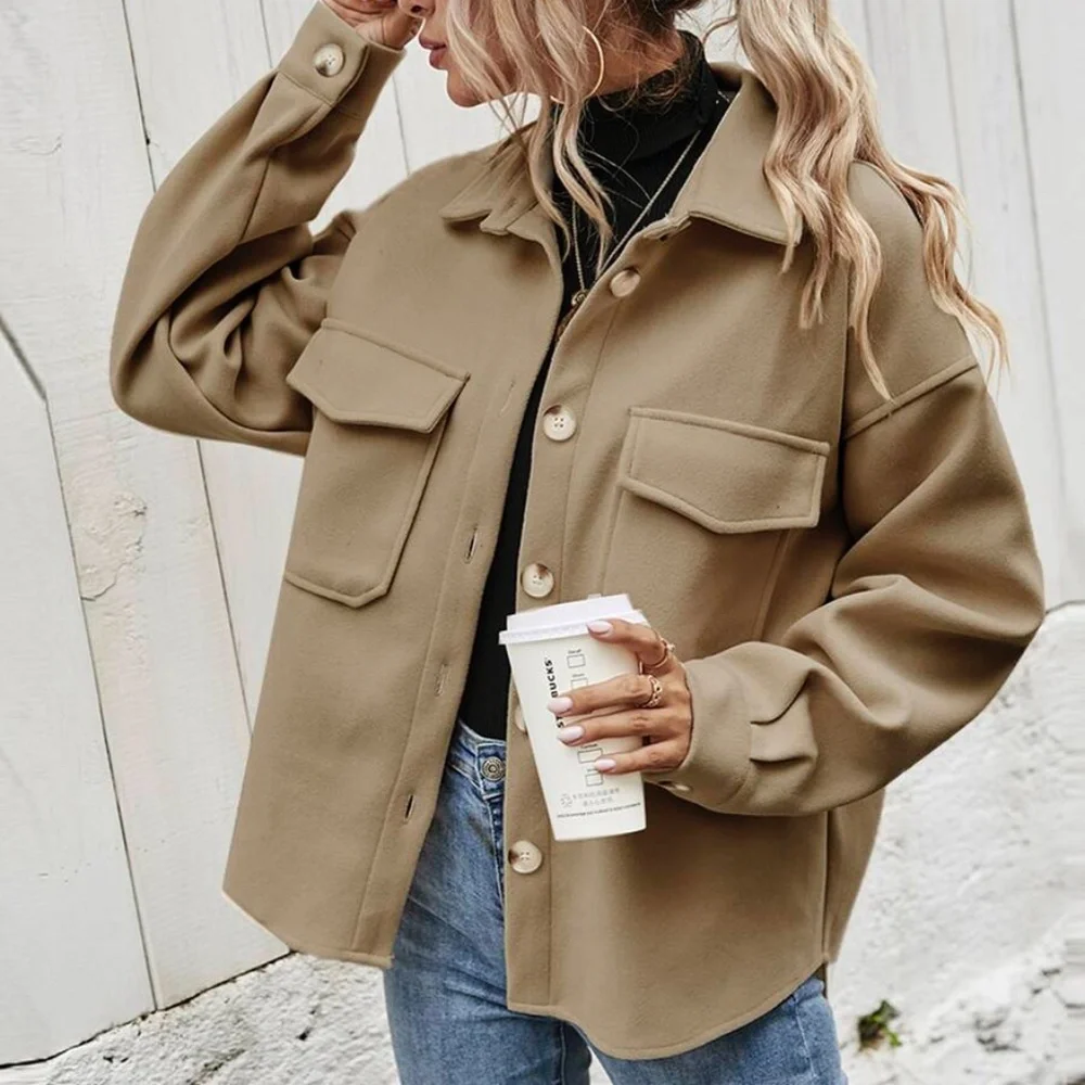Cozy Boyfriend fit Button oversized shacket jacket - Picture 12 of 16